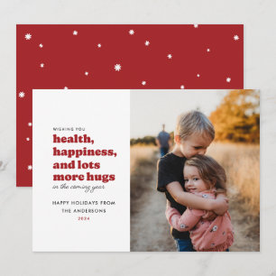 Cartes Pour Fêtes Annuelles Lots Plus de Hugs Photo Holiday Card (Rouge)