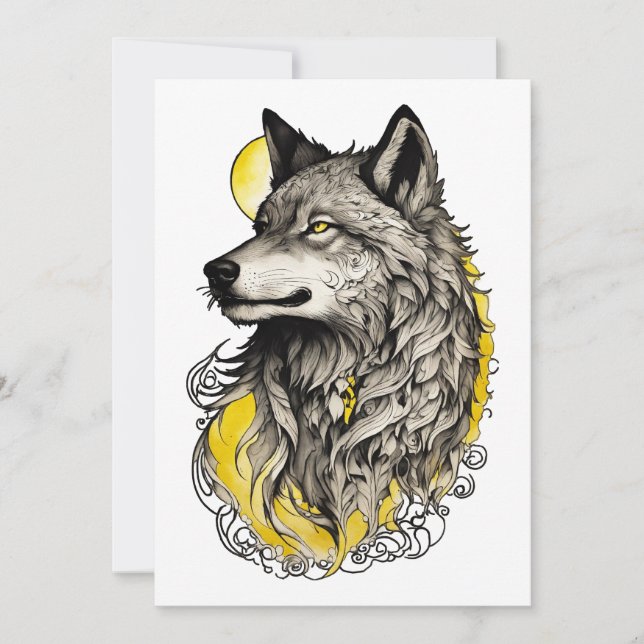 Cartes Pour Fêtes Annuelles Loup (Devant)