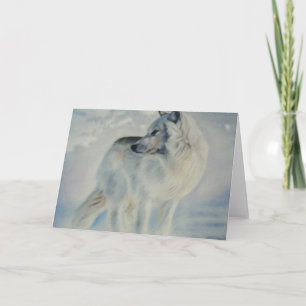 Cartes Pour Fêtes Annuelles "Loup arctique en hiver "