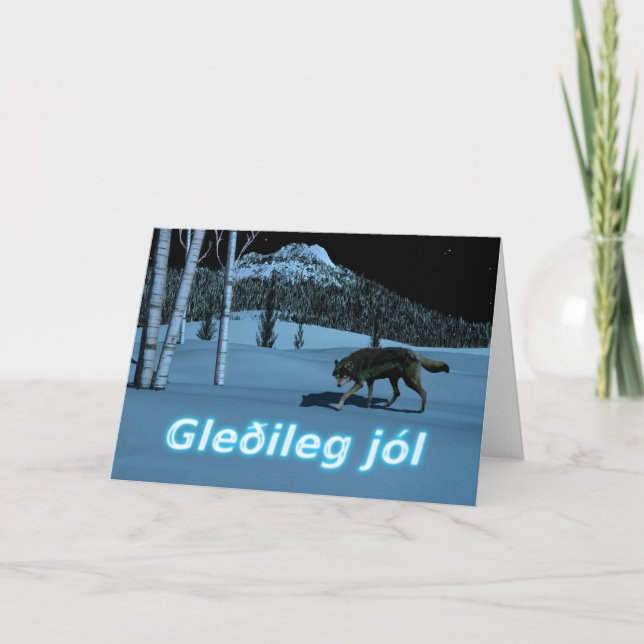 Cartes Pour Fêtes Annuelles Loup d'hiver - Gleðileg Jól (Devant)