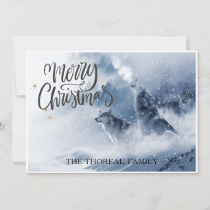 Cartes Pour Fêtes Annuelles Loups en hiver Noël de neige