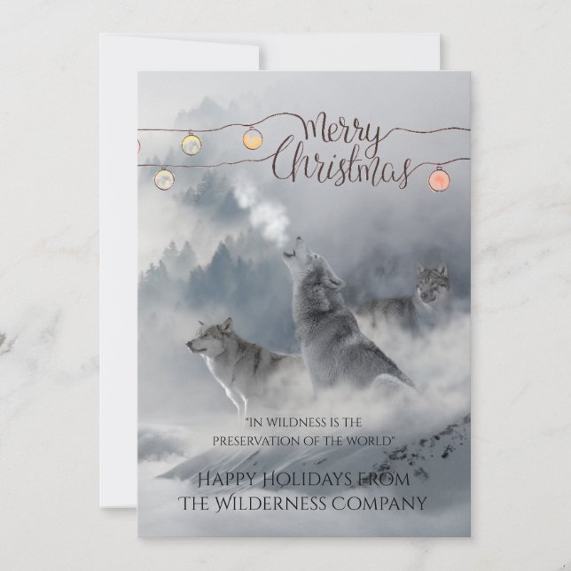 Cartes Pour Fêtes Annuelles Loups sauvages dans les affaires de neige Noël (Devant)