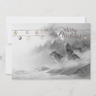 Cartes Pour Fêtes Annuelles Loups sauvages en Noël de neige
