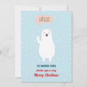 Cartes Pour Fêtes Annuelles L'ours polaire mignon personnalisé dit Bonjour