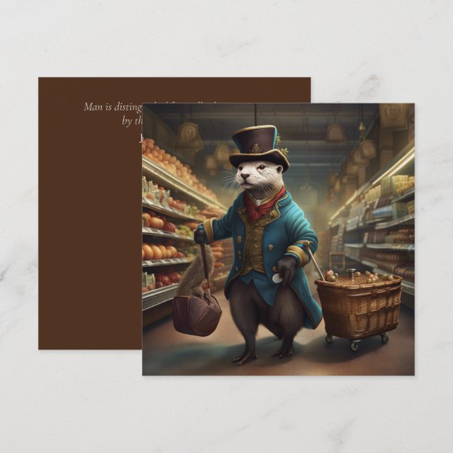 Cartes Pour Fêtes Annuelles Loutre costumée au supermarché SqGC (Devant / Derrière)