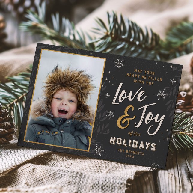 Cartes Pour Fêtes Annuelles Love and Joy Faux Foil Photo (Créateur téléchargé)
