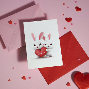 Cartes Pour Fêtes Annuelles Love Bunnies Texte et nom personnalisés Saint-Va