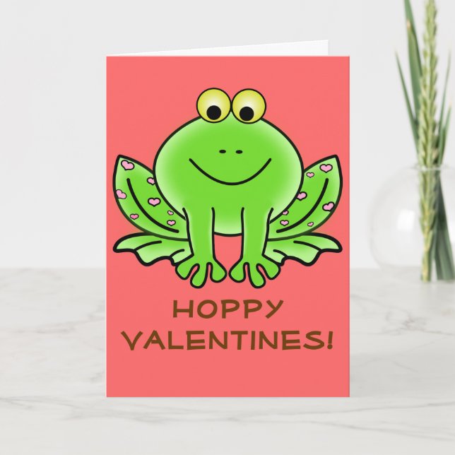 Cartes Pour Fêtes Annuelles Love Frog Drôle Salutation : Hoppy Valentine's Day (Devant)