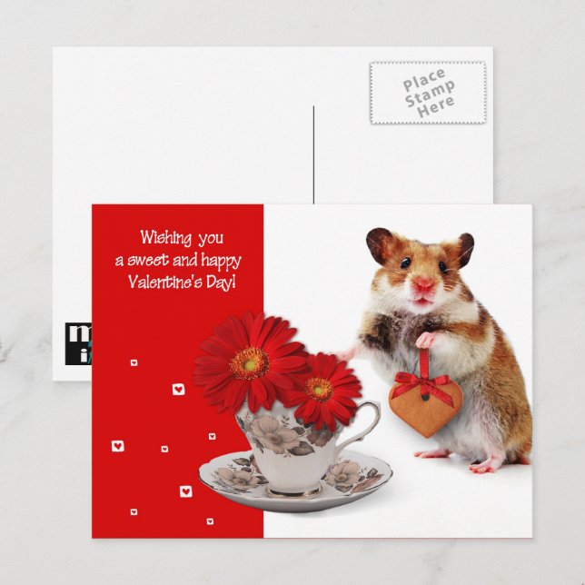 Cartes Pour Fêtes Annuelles Love. Funny Hamster Valentine (Devant / Derrière)