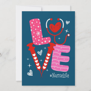 Cartes Pour Fêtes Annuelles LOVE Heart Stethoscope Nurse Life Funny Nurse