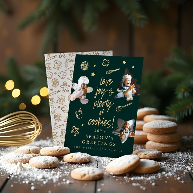 Cartes Pour Fêtes Annuelles Love Joy Christmas Cookies Family Baking Photos (Love Joy Christmas Cookies Family Baking Photos Holiday Card)