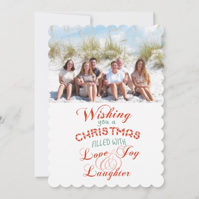 Cartes Pour Fêtes Annuelles Love Joy Laugher Christmas Photo Flat Card (Devant)
