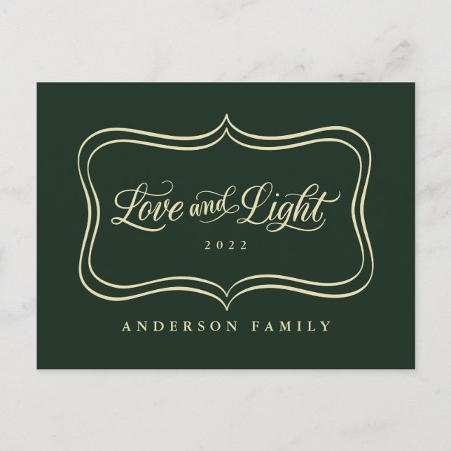 Cartes Pour Fêtes Annuelles Love & Light Classic Gold Frame (Devant)