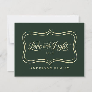 Cartes Pour Fêtes Annuelles Love & Light Classic Gold Frame
