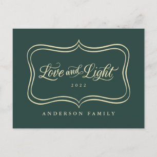 Cartes Pour Fêtes Annuelles Love & Light Classic Gold Frame