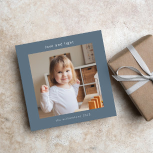 Cartes Pour Fêtes Annuelles Love Light Dusty Blue Hanukkah 2 Photo Carré