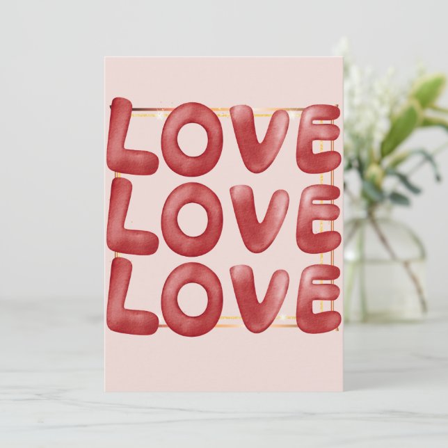 Cartes Pour Fêtes Annuelles Love Love Love Heureuse Sainte-Valentin Card Rouge (Debout devant)