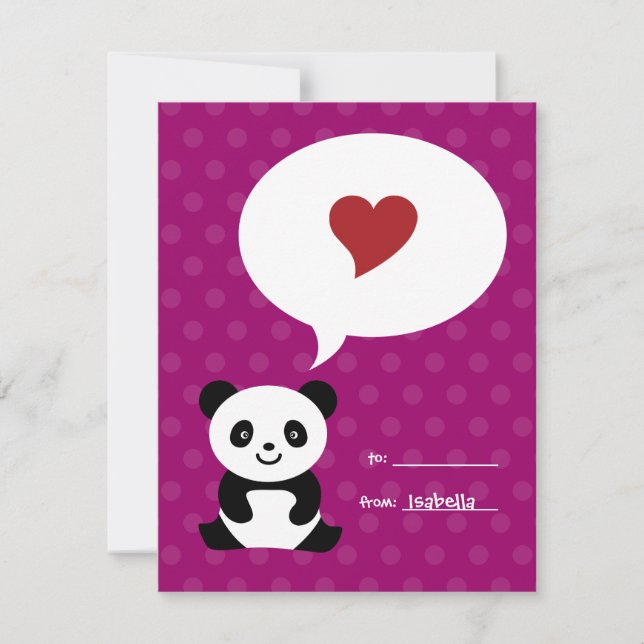 Cartes Pour Fêtes Annuelles Love Panda Kids Valentine Card (Devant)