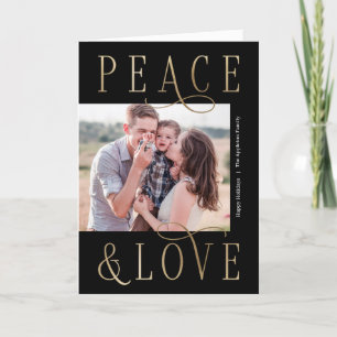 Cartes Pour Fêtes Annuelles Love Peace Editable Color Folded Holiday Card