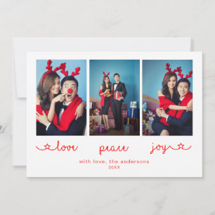 Cartes Pour Fêtes Annuelles Love Peace Joy Cute Photo Collage Noël