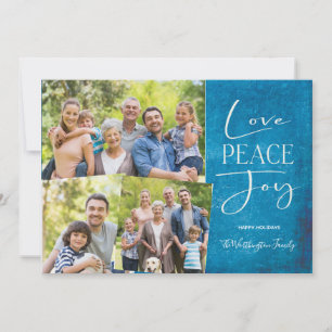 Cartes Pour Fêtes Annuelles Love Peace Joy Modern Elegant Photo Famille Vacanc