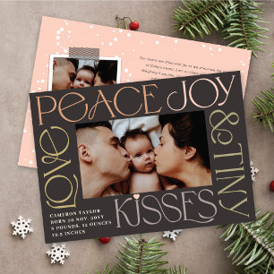 Cartes Pour Fêtes Annuelles Love Peace Joy Tiny Kisses 1er Noël de bébé
