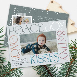Cartes Pour Fêtes Annuelles Love Peace Joy Tiny Kisses 1er Noël de bébé