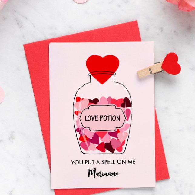 Cartes Pour Fêtes Annuelles Love Potion Bouteille de Coeurs Custom Valentine (Créateur téléchargé)