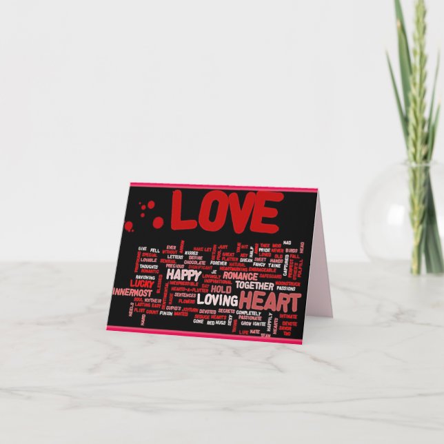 Cartes Pour Fêtes Annuelles LOVE valentine avec beaucoup de mots. (Devant)