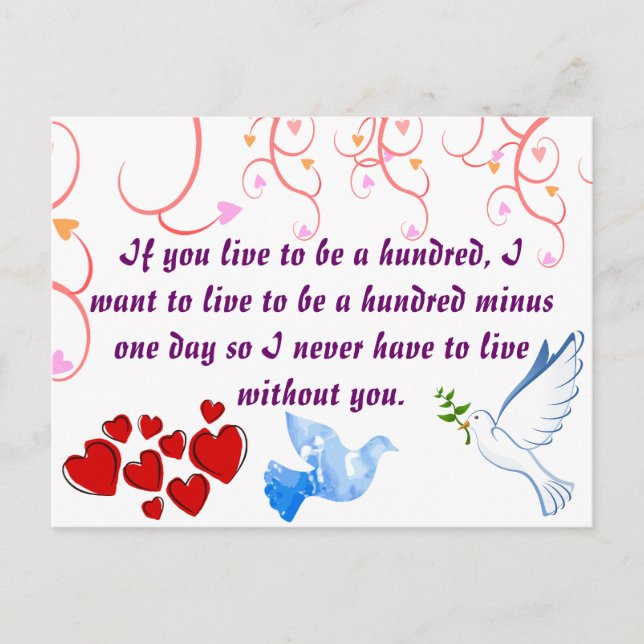 Cartes Pour Fêtes Annuelles Love Valentine Mariage épouse mari la paix Destiné (Devant)