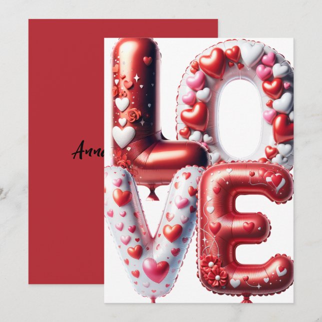 Cartes Pour Fêtes Annuelles Love Valentines Day Red Hearts personnalisable (Devant / Derrière)