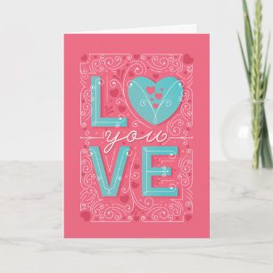 Cartes Pour Fêtes Annuelles LOVE YOU / Folded Valentine's Card