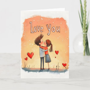 Cartes Pour Fêtes Annuelles Love You Funny Cartoon Couple