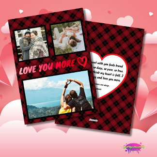 Cartes Pour Fêtes Annuelles Love You More Plaid Photo and Poem
