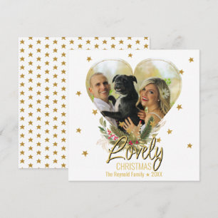 Cartes Pour Fêtes Annuelles Lovely Christmas Photo Heart Gold Parties scintill