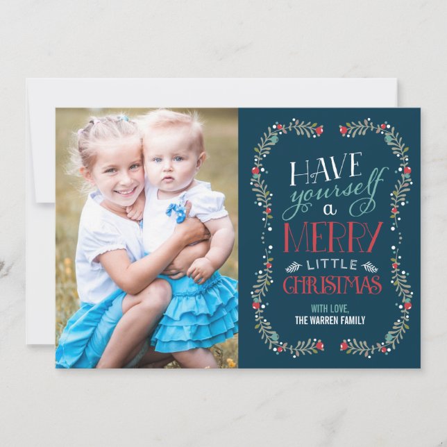 Cartes Pour Fêtes Annuelles Lovely Garlands Christmas Photo Card - Marine (Devant)