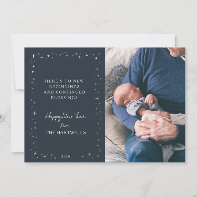 Cartes Pour Fêtes Annuelles Lovely Navy Starry New Year Photo (Devant)