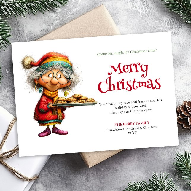 Cartes Pour Fêtes Annuelles Lovely Whimsical Woman Cartoon Christmas Humor  (Lovely Whimsical Woman Cartoon Christmas Humor Greeting Card

)