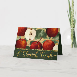 Cartes Pour Fêtes Annuelles L'Shanah Tova Rosh Hashanah Pommes juives Vert