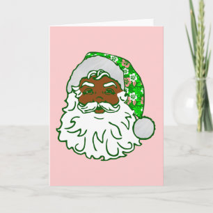 Cartes Pour Fêtes Annuelles luau rose Noël hawaïen africain noir Père Noël