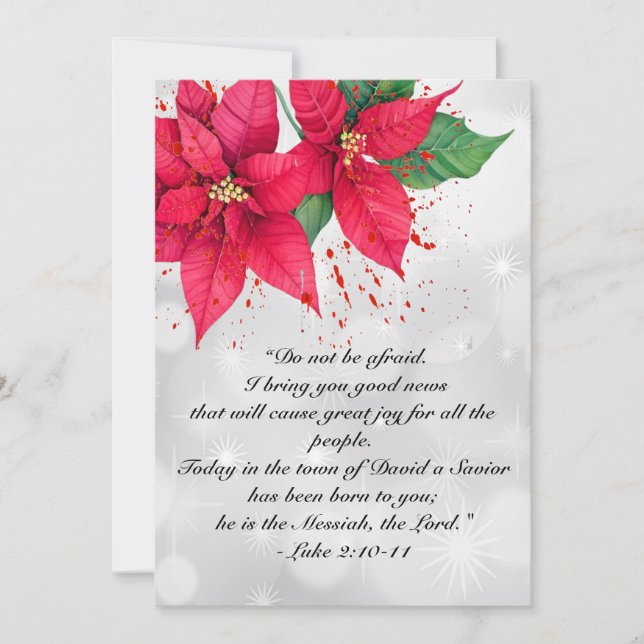 Cartes Pour Fêtes Annuelles Luc 2 Belle aquarelle Poinsettia Floral (Devant)