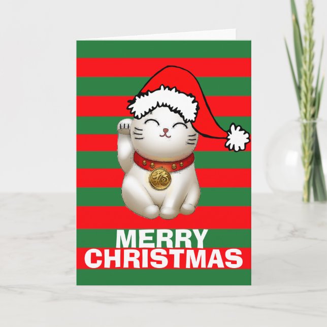 Cartes Pour Fêtes Annuelles Lucky Cat Christmas (Devant)