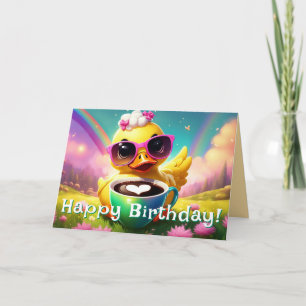 Cartes Pour Fêtes Annuelles Lucky Coffee Heureux Anniversaire Ducky Card