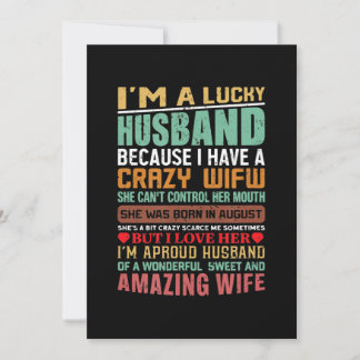 Cartes Pour Fêtes Annuelles Lucky Mari Crazy Femme Août Anniversaire