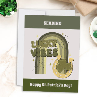 Cartes Pour Fêtes Annuelles Lucky Vibes Boho Saint-Patrick Irish Shamrock 
