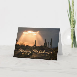 Cartes Pour Fêtes Annuelles Lumière dans le désert Joyeuses vacances
