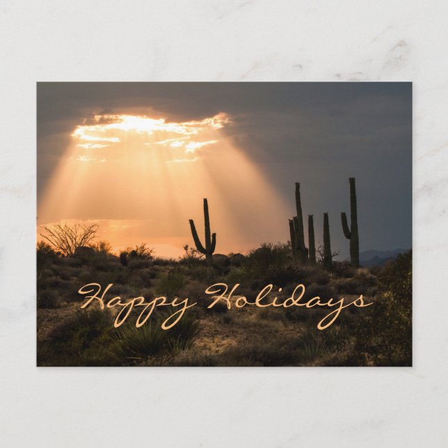 Cartes Pour Fêtes Annuelles Lumière dans le désert Joyeuses vacances (Devant)