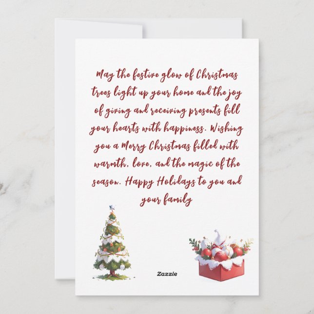 Cartes Pour Fêtes Annuelles Lumière de l'Arbre & Cadeaux (Dos)