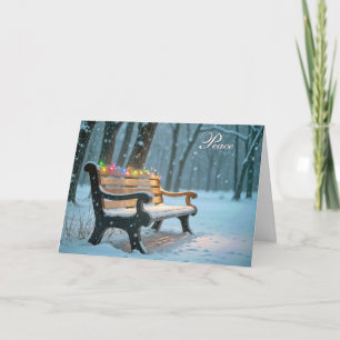 Cartes Pour Fêtes Annuelles Lumière de Noël sur un banc de parc
