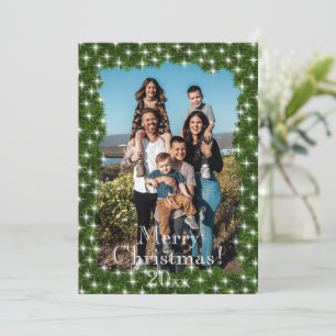 Cartes Pour Fêtes Annuelles Lumières à double pin vert Photo personnalisée